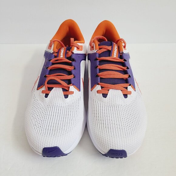 NEW Nike Air Zoom Pegasus 40 Clemson Tigers Shoes DZ5966-100 Size 10 White Oran - Picture 2 of 7